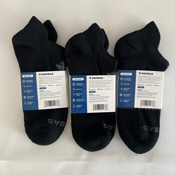Bombas pack of 3 Adult Medium Black Ankle Socks - Picture 2 of 3